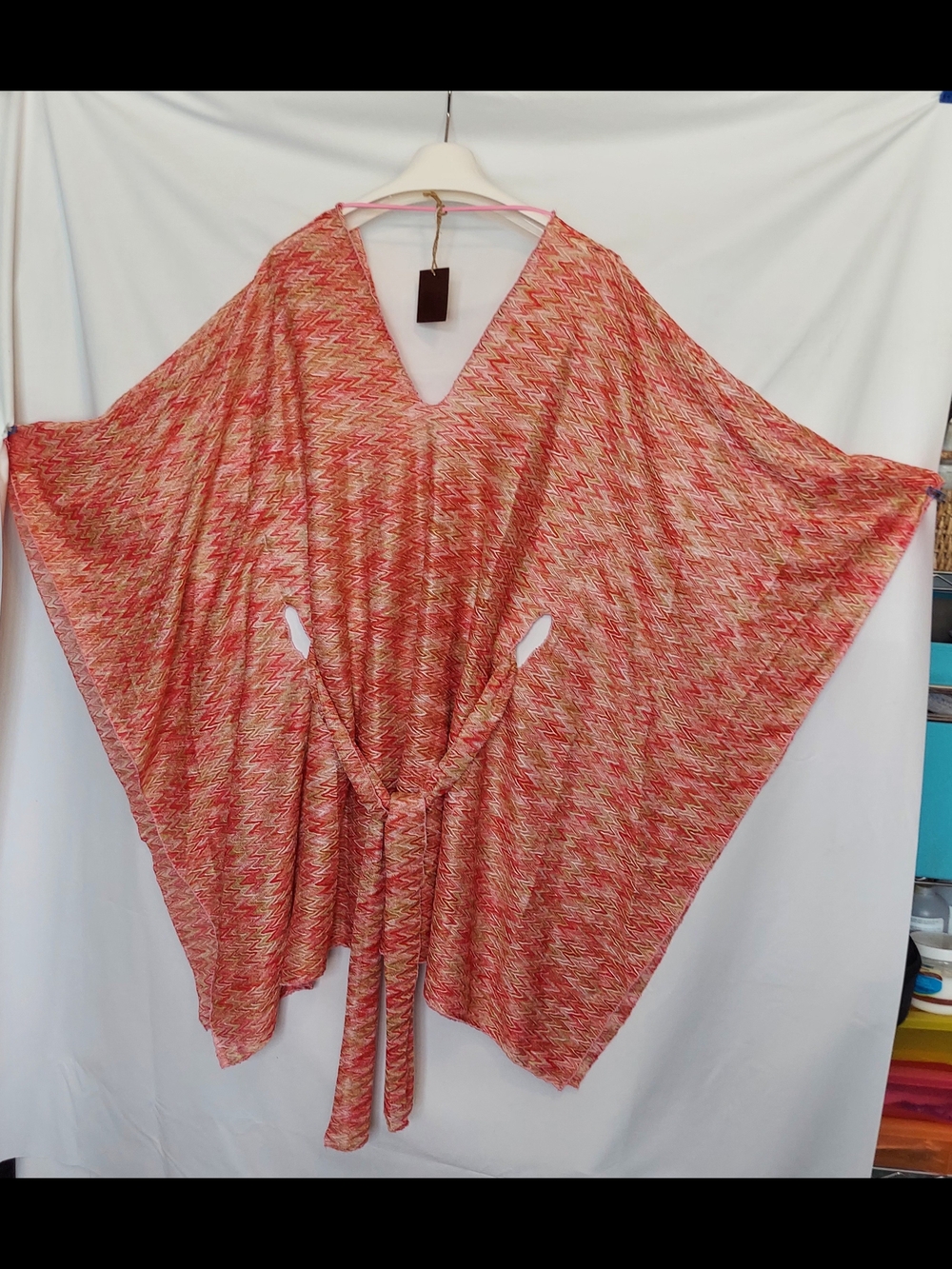 Incase Multicolor Knit Poncho Top - Orange Pink Blend